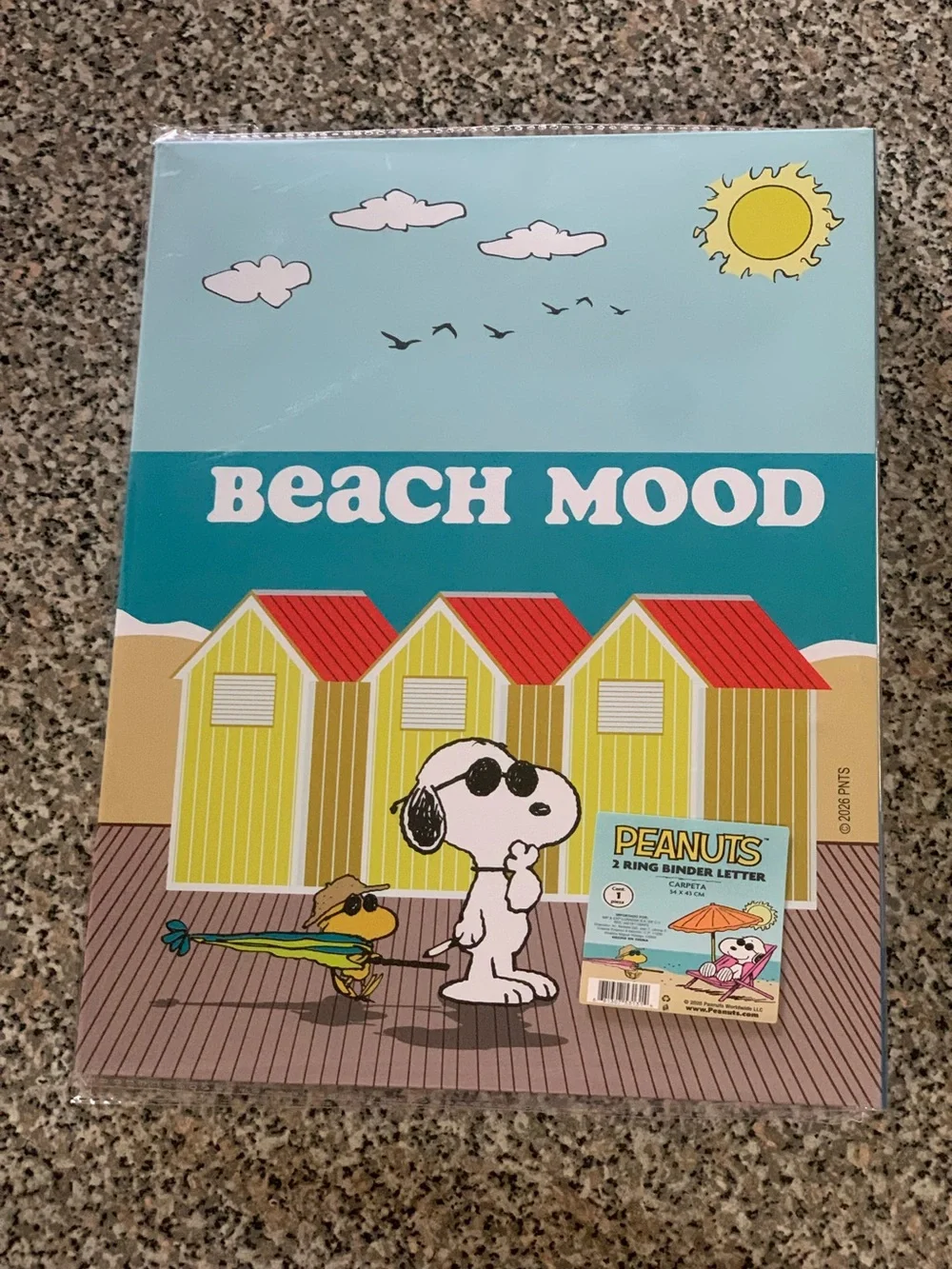 Peanuts Beach Snoopy Binder 2 Ring Binder - Light Blue Pink Yellow Orange